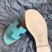 Hermes Oran Sandals In Blue Atoll Swift Leather
