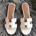 Hermes White Epsom Oasis Perforated Sandals