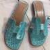 Hermes Lagon Crocodile Oran Sandals