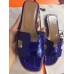 Hermes Blue Crocodile Oran Sandals