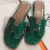Hermes Green Crocodile Oran Sandals