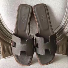 Hermes Oran Sandals In Etoupe Epsom Leather