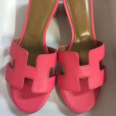 Hermes Rose Lipstick Epsom Oasis Sandals