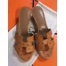 Hermes Brown Ostrich Oasis Sandals