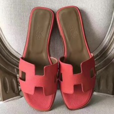 Hermes Oran Sandals In Rose Azalee Epsom Leather