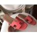 Hermes Oran Sandals In Rose Azalee Epsom Leather