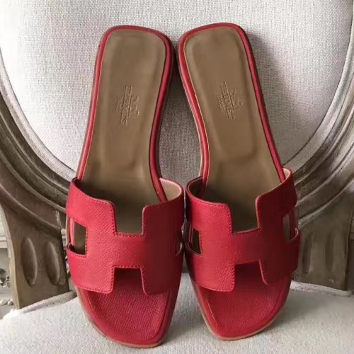 hermes red oran sandals