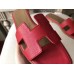 Hermes Oran Sandals In Red Epsom Leather