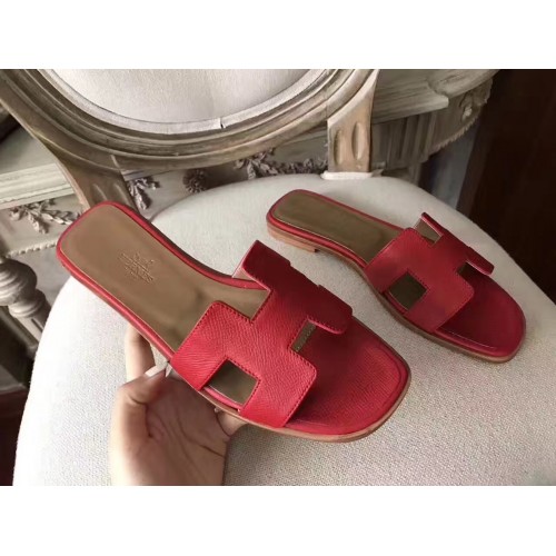 Oran leather sandals Hermès Red size 40.5 EU in Leather - 34139622