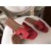 Hermes Oran Sandals In Red Epsom Leather