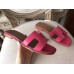 Hermes Oran Sandals In Rose Red Epsom Leather