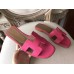 Hermes Oran Sandals In Rose Red Epsom Leather