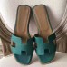 Hermes Oran Sandals In Malachite Epsom Leather