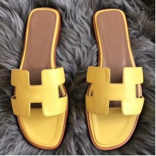 Hermes Oran Sandals In Yellow Swift Leather Hermes Oran Sandals In Yellow Swift Leather