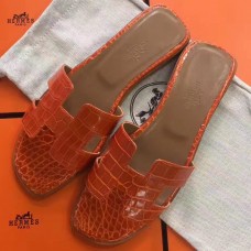 Hermes Orange Crocodile Oran Sandals Hermes Orange Crocodile Oran Sandals