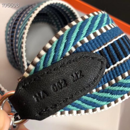 Hermès Sangle 50mm Canvas Bag Strap Bleu France Courchevel