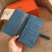 Hermes Blue Jean Clemence Bearn Gusset Wallet