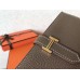 Hermes Taupe Clemence Bearn Gusset Wallet