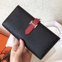 Hermes Bi-Color Epsom Bearn Wallet Black/Ruby Hermes Bi-Color Epsom Bearn Wallet Black/Ruby