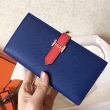 Hermes Bi-Color Epsom Bearn Wallet Electric Blue/Piment Hermes Bi-Color Epsom Bearn Wallet Electric Blue/Piment