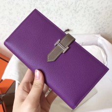 Hermes Bi-Color Epsom Bearn Wallet Ultraviolet/Taupe Hermes Bi-Color Epsom Bearn Wallet Ultraviolet/Taupe
