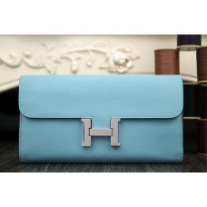 Hermes Constance Wallet In Light Blue Epsom Leather