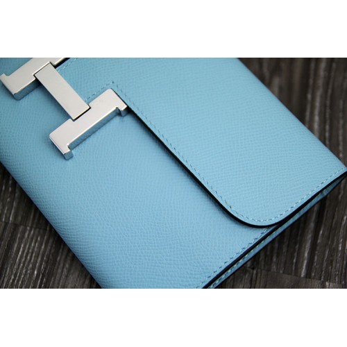 HERMES] Hermes Bean long wallet Vo Epson Blue Jean Light Blue □ J