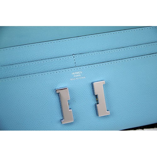 HERMES] Hermes Bean long wallet Vo Epson Blue Jean Light Blue □ J