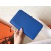 Hermes Bicolor Dogon Duo Wallet In Blue/Piment Leather