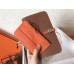 Hermes Bicolor Dogon Duo Wallet In Brown/Orange Leather