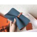 Hermes Bicolor Dogon Duo Wallet In Jean/Orange Leather