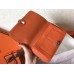 Hermes Bicolor Dogon Duo Wallet In Malachite/Orange Leather