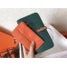 Hermes Bicolor Dogon Duo Wallet In Malachite/Orange Leather