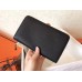 Hermes Bicolor Dogon Duo Wallet In Black/Orange Leather