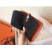 Hermes Bicolor Dogon Duo Wallet In Black/Orange Leather