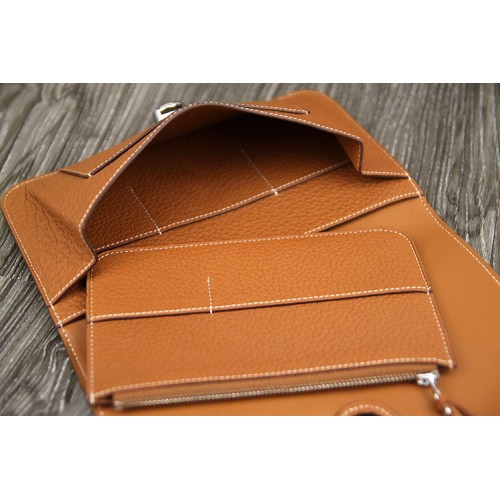 Brown Hermes Dogon Leather Long Wallet – Designer Revival