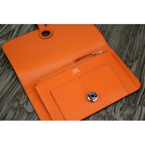 Dogon leather wallet Hermès Orange in Leather - 12150283