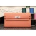 Hermes Kelly Longue Wallet In Crevette Clemence Leather