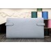 Hermes Kelly Longue Wallet In Blue Lin Clemence Leather