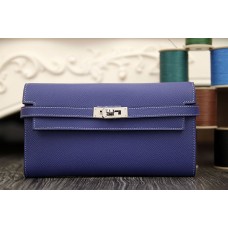 Hermes Kelly Longue Wallet In Electric Blue Epsom Leather