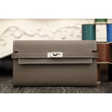 Hermes Kelly Longue Wallet In Etoupe Epsom Leather