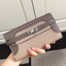 Hermes Bicolor Kelly Ghillies Wallet In Beige Swift Leather