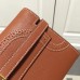 Hermes Kelly Ghillies Wallet In Brown Swift Leather