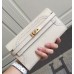 Hermes Kelly Ghillies Wallet In Ivory Swift Leather