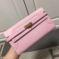 Hermes Kelly Ghillies Wallet In Pink Swift Leather Hermes Kelly Ghillies Wallet In Pink Swift Leather