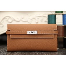 Hermes Kelly Longue Wallet In Brown Epsom Leather Hermes Kelly Longue Wallet In Brown Epsom Leather