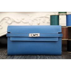 Hermes Kelly Longue Wallet In Jean Blue Epsom Leather Hermes Kelly Longue Wallet In Jean Blue Epsom Leather