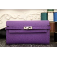 Hermes Kelly Longue Wallet In Purple Epsom Leather Hermes Kelly Longue Wallet In Purple Epsom Leather