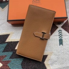 Hermes Brown Togo Leather Bearn Gusset Wallet