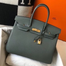 Hermes Birkin 30cm 35cm Bag In Vert Amande Clemence Leather Hermes Birkin 30cm 35cm Bag In Vert Amande Clemence Leather